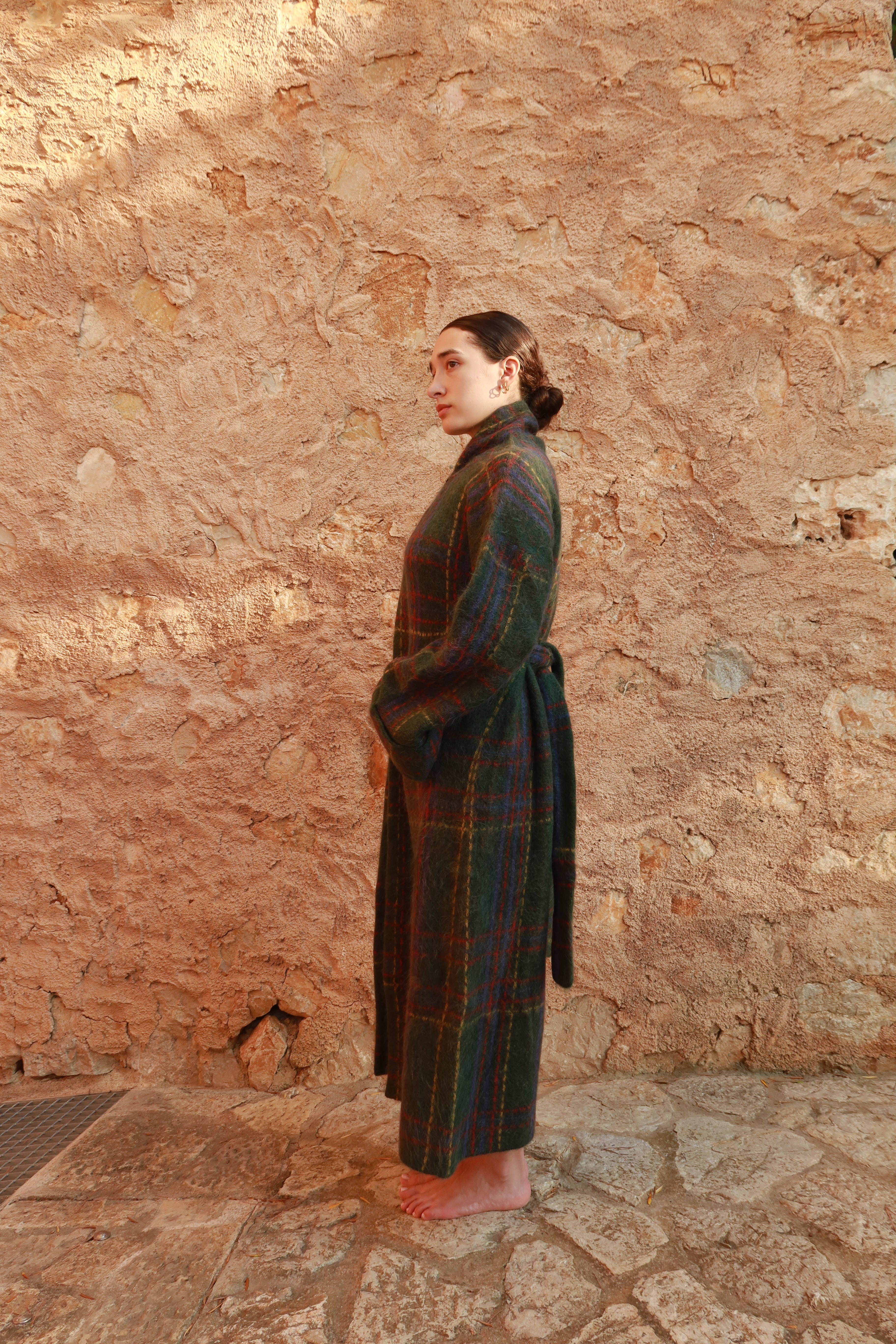 Plaid Alpaca Robe - Forest Green
