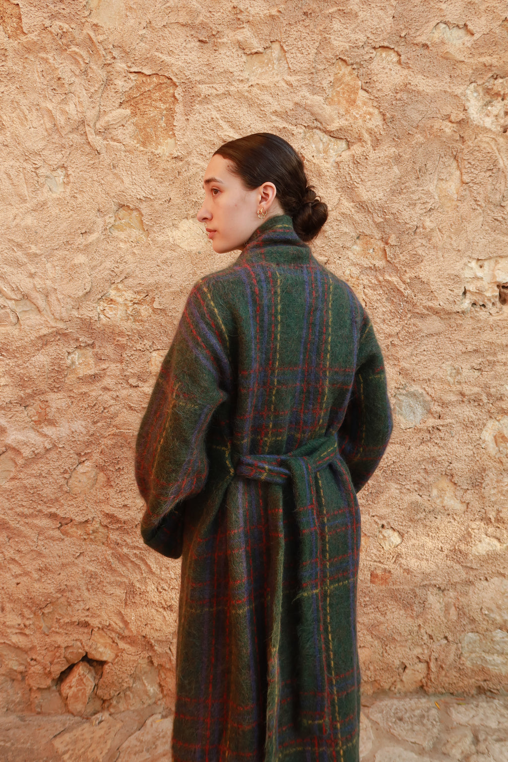 Plaid Alpaca Robe - Forest Green